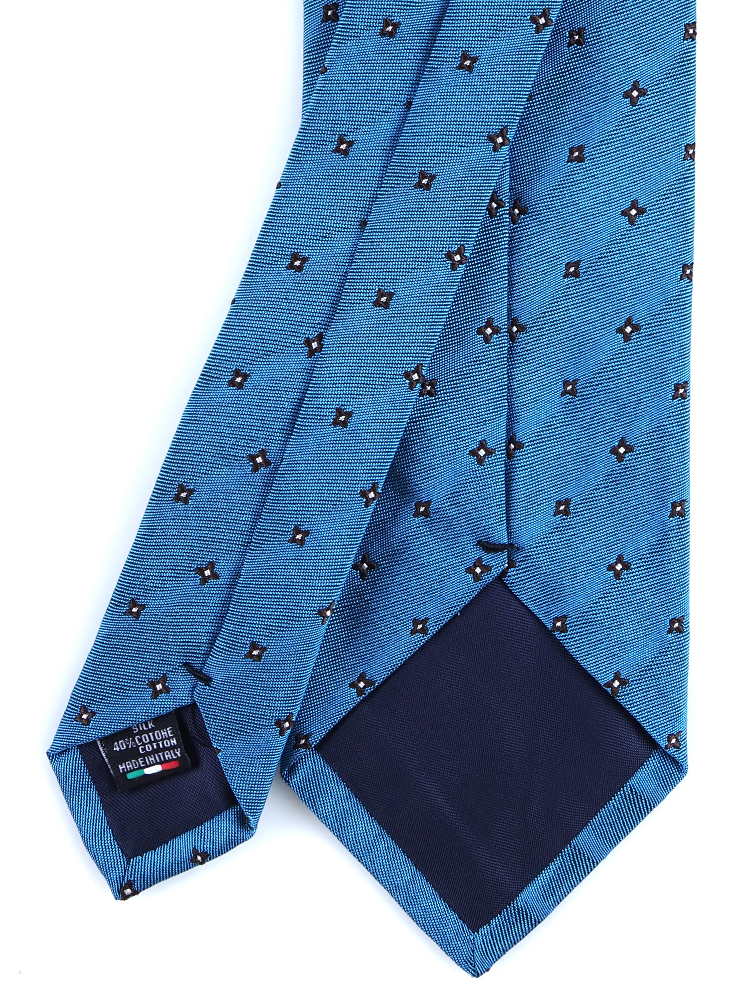 MARTIN 3-fold turquoise silk/cotton tie