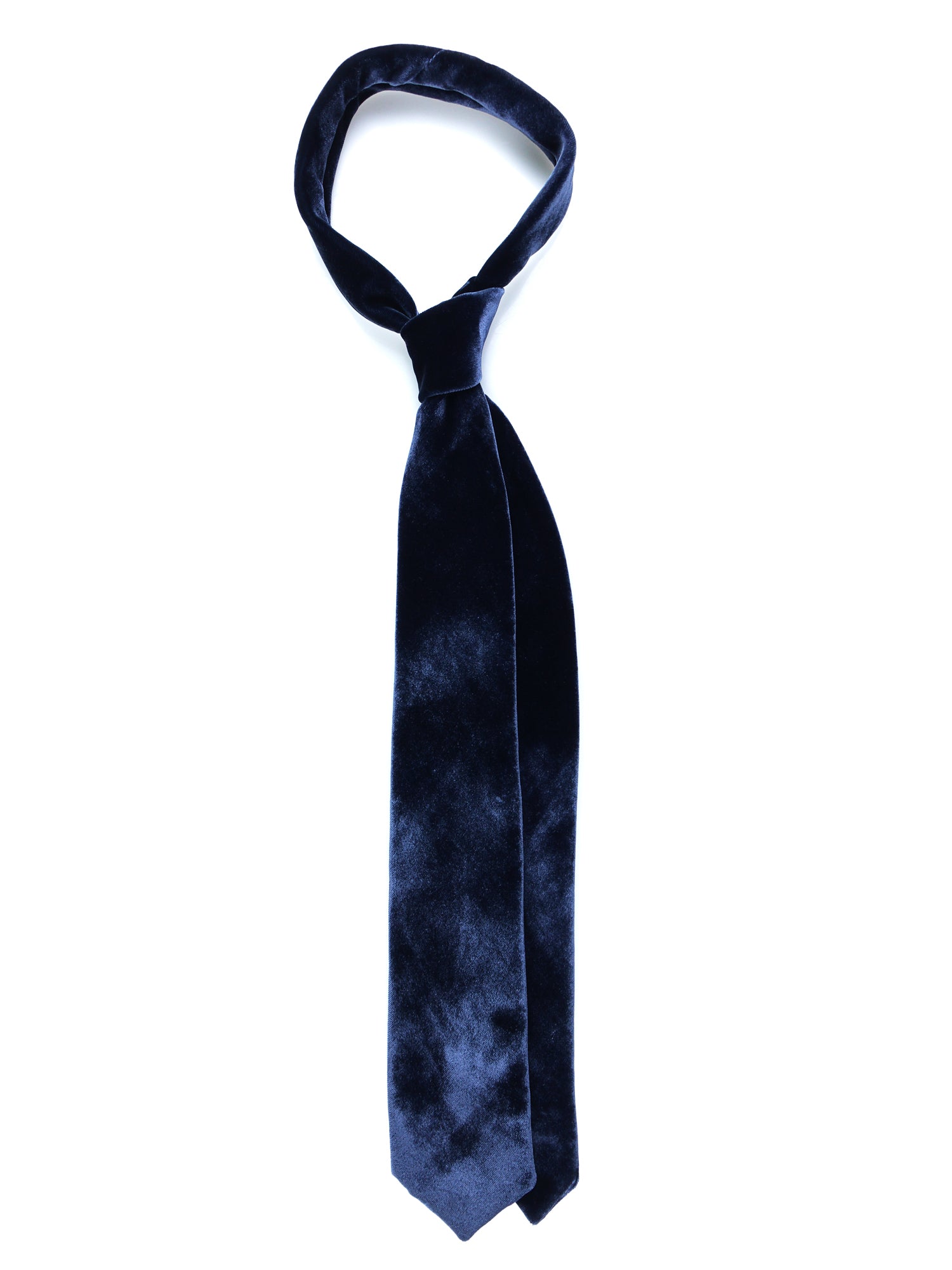 CONRAD 3-fold tie in air force blue silk and viscose velvet