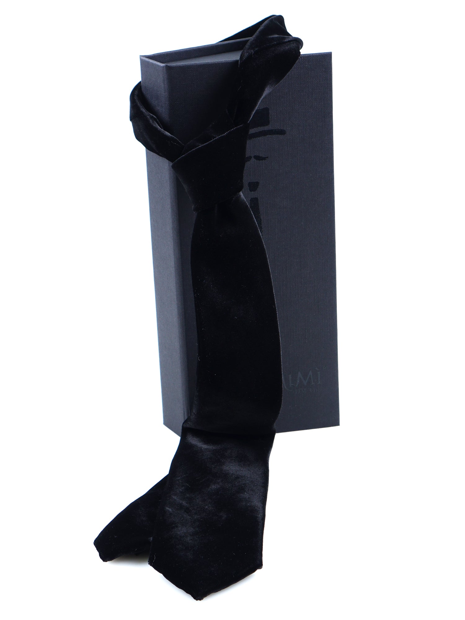 CONRAD 3-fold black silk and viscose velvet tie