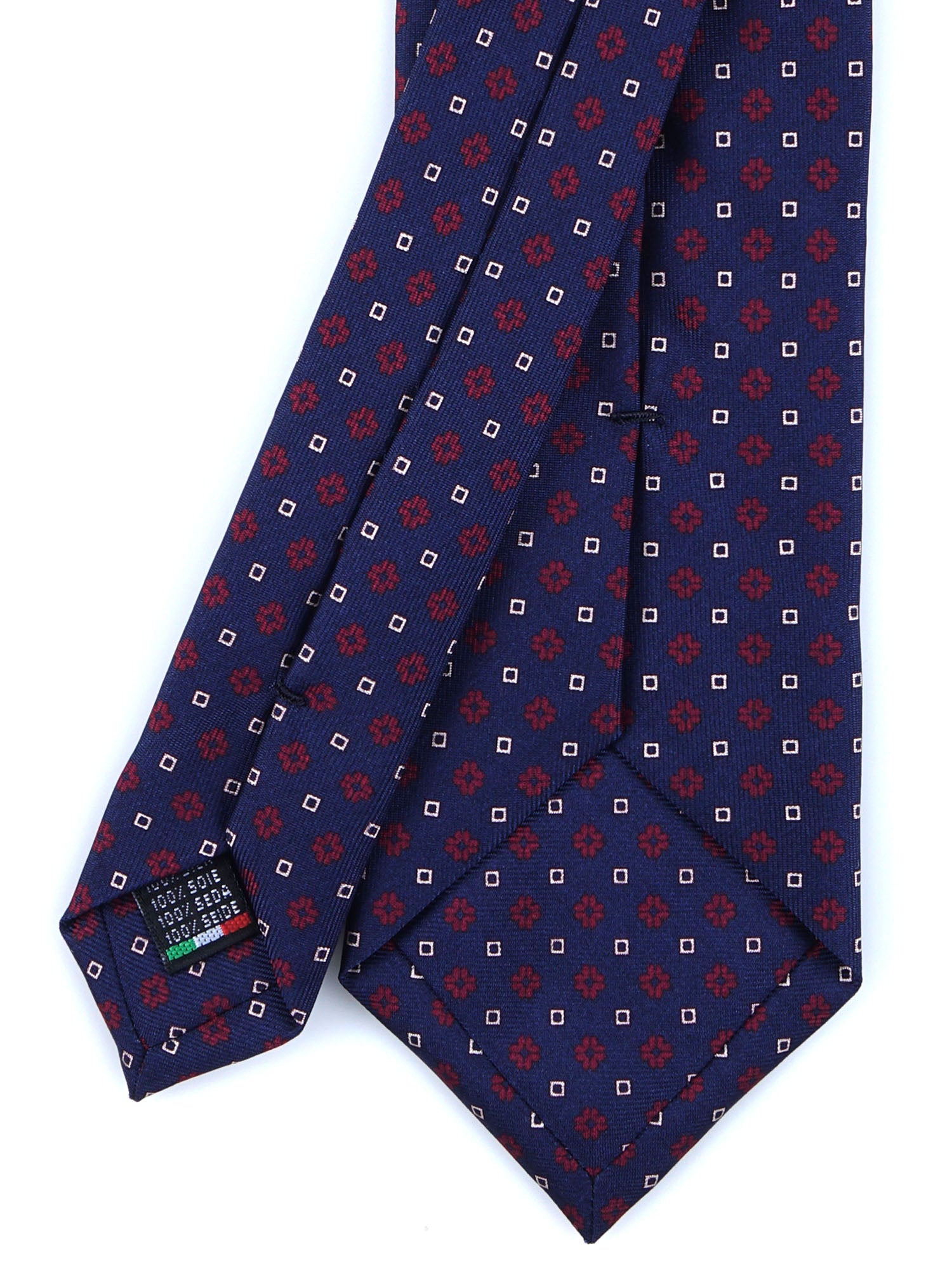 SAVERY 3 Fold Blue Tie in Luxury Printed Silk