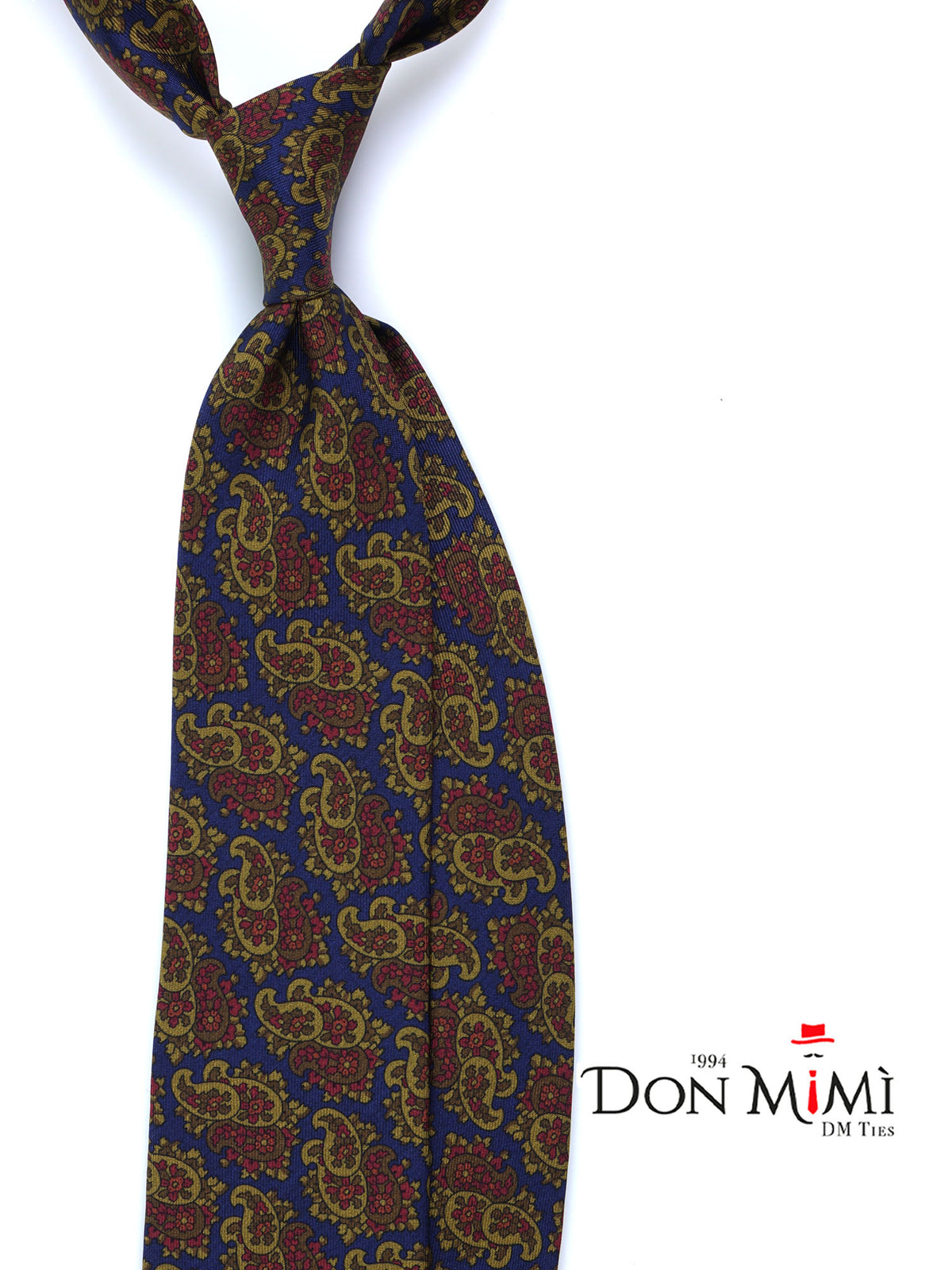 ANNALISE Blue/Brown 3 Fold Tie in Luxury Printed Silk