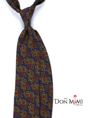 ANNALISE Blue/Brown 3 Fold Tie in Luxury Printed Silk