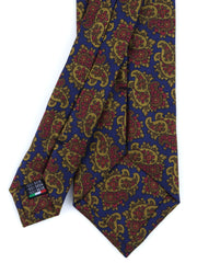 ANNALISE Blue/Brown 3 Fold Tie in Luxury Printed Silk