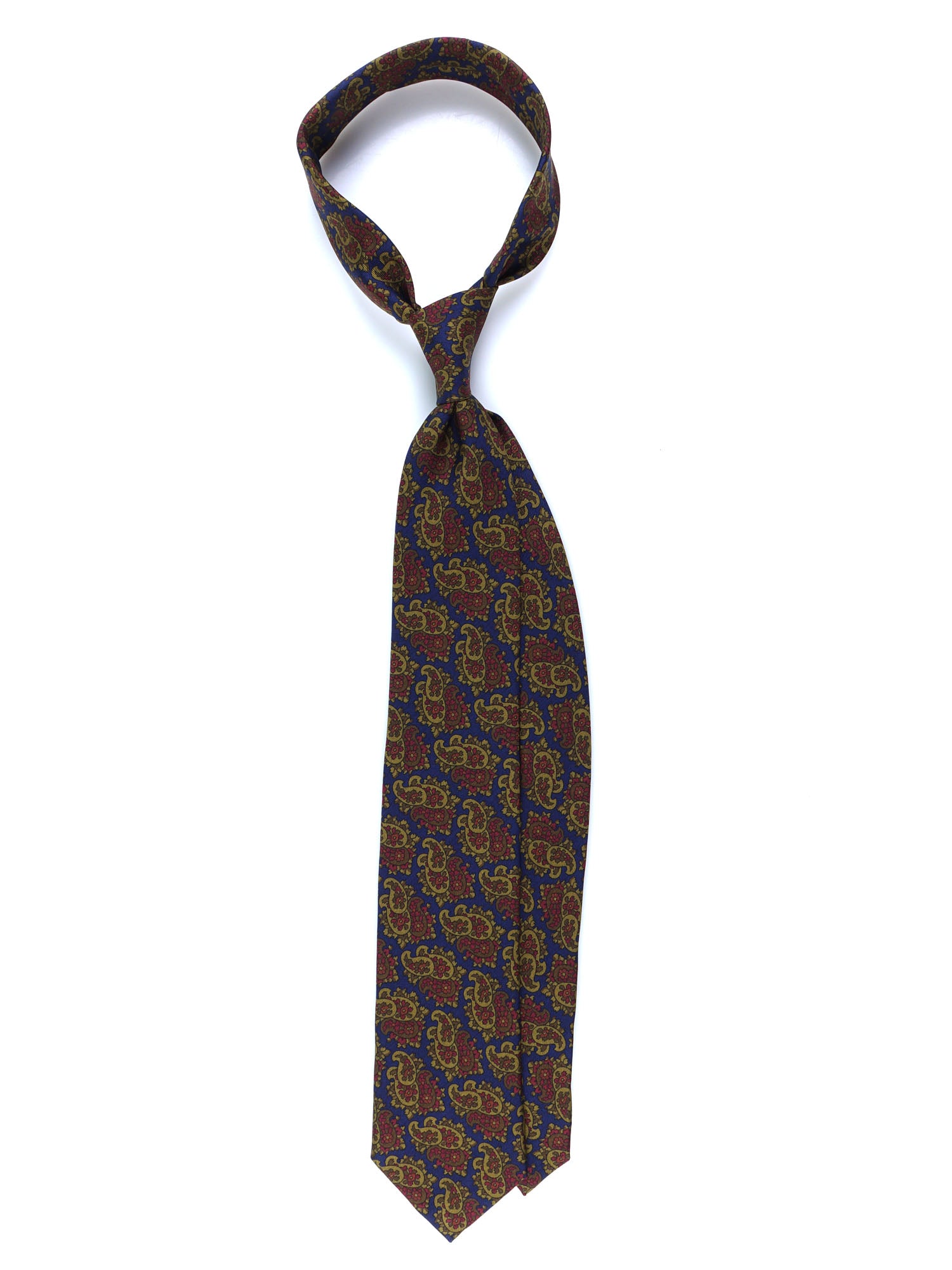 ANNALISE Blue/Brown 3 Fold Tie in Luxury Printed Silk