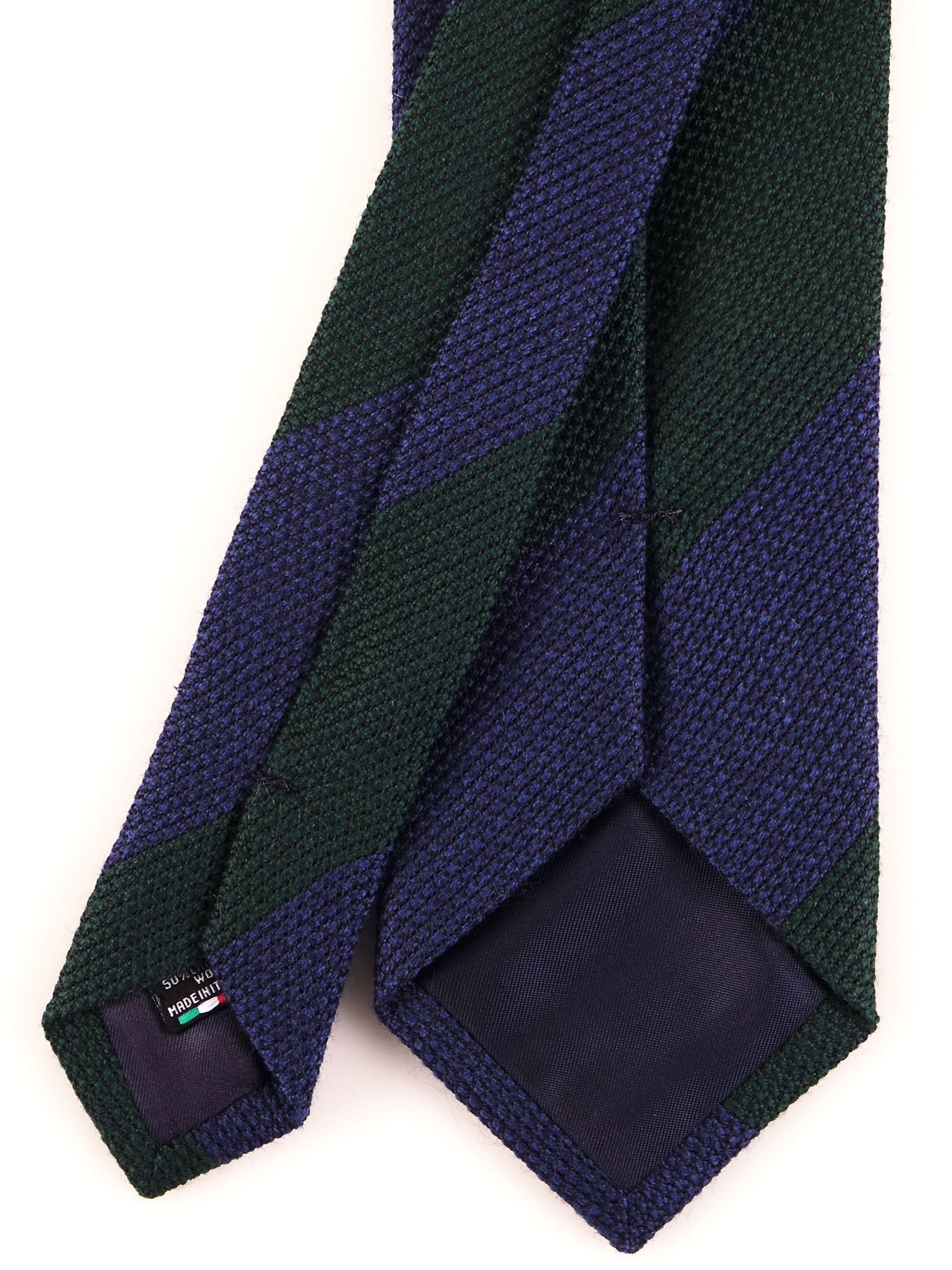 ISABEL 3-fold regimental blue/green silk/wool gauze tie