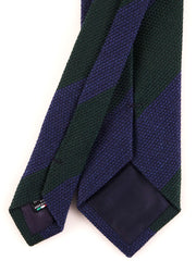 ISABEL 3-fold regimental blue/green silk/wool gauze tie