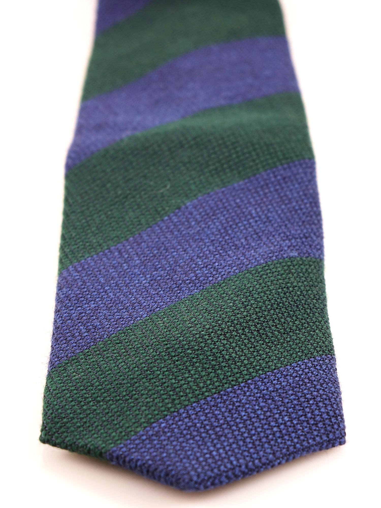 ISABEL 3-fold regimental blue/green silk/wool gauze tie