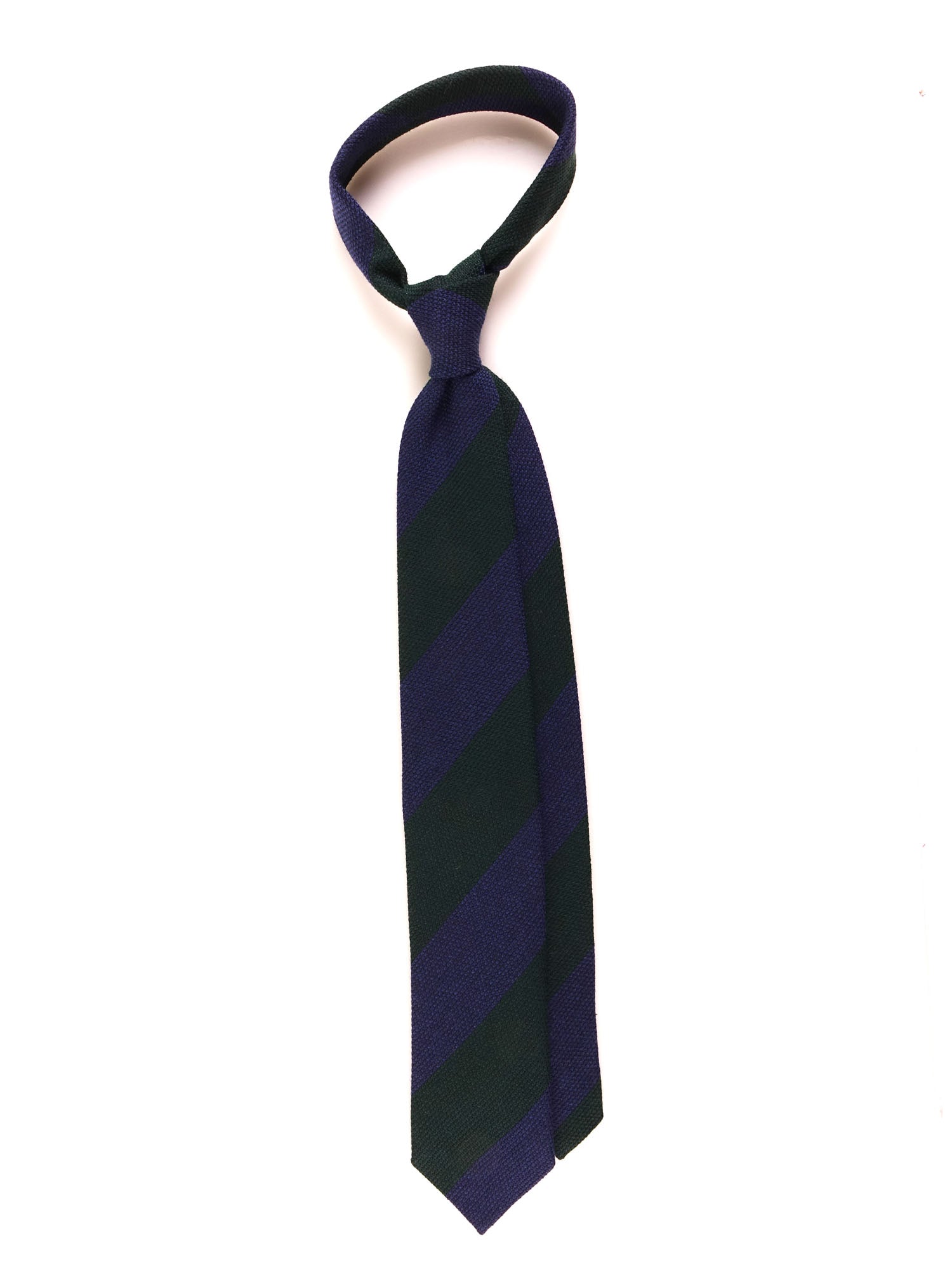 ISABEL 3-fold regimental blue/green silk/wool gauze tie