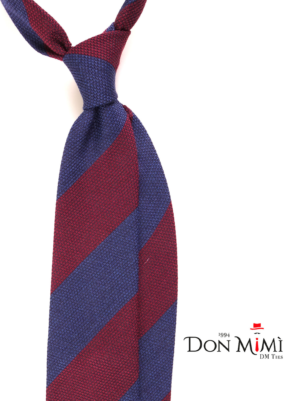 ISABEL 3-fold blue/red regimental silk/wool gauze tie