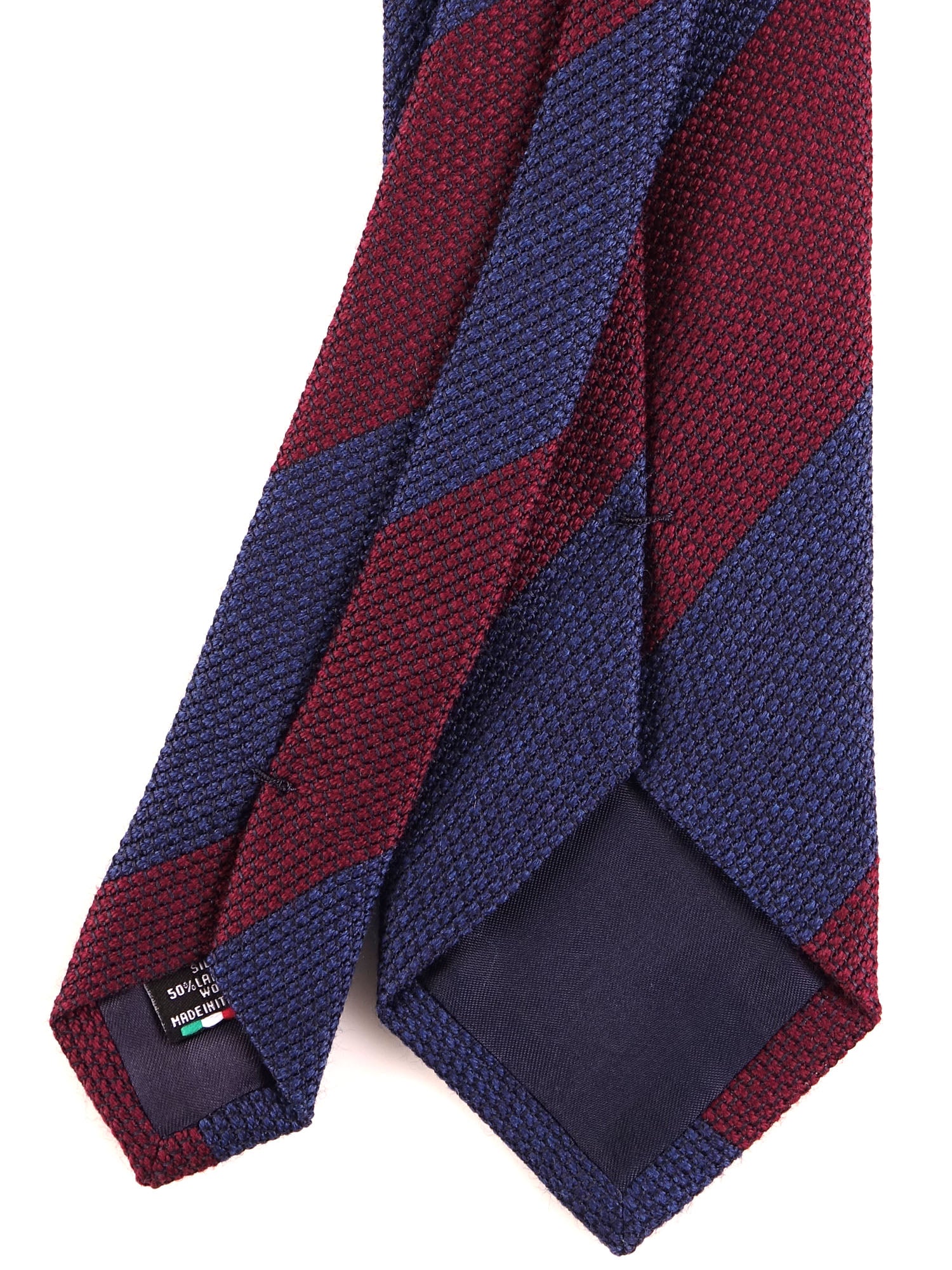 ISABEL 3-fold blue/red regimental silk/wool gauze tie