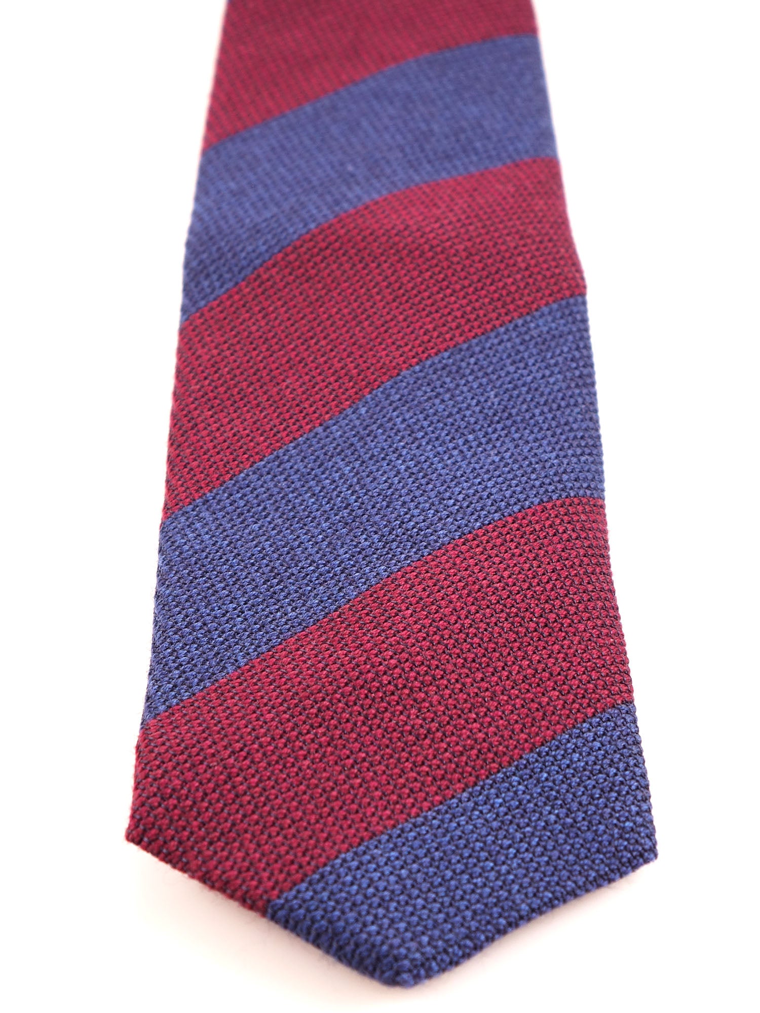 ISABEL 3-fold blue/red regimental silk/wool gauze tie