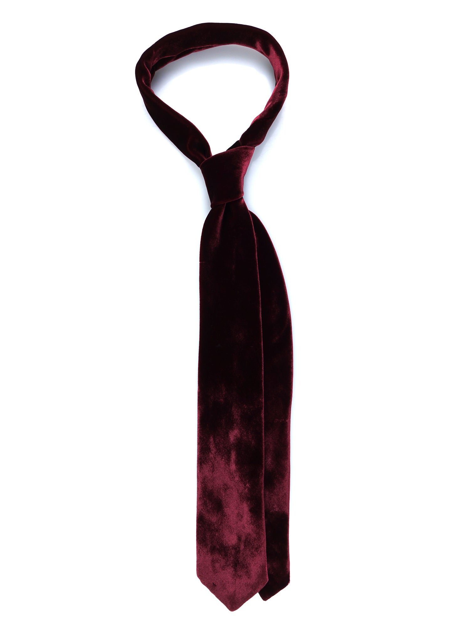 CONRAD 3-fold tie in burgundy silk and viscose velvet