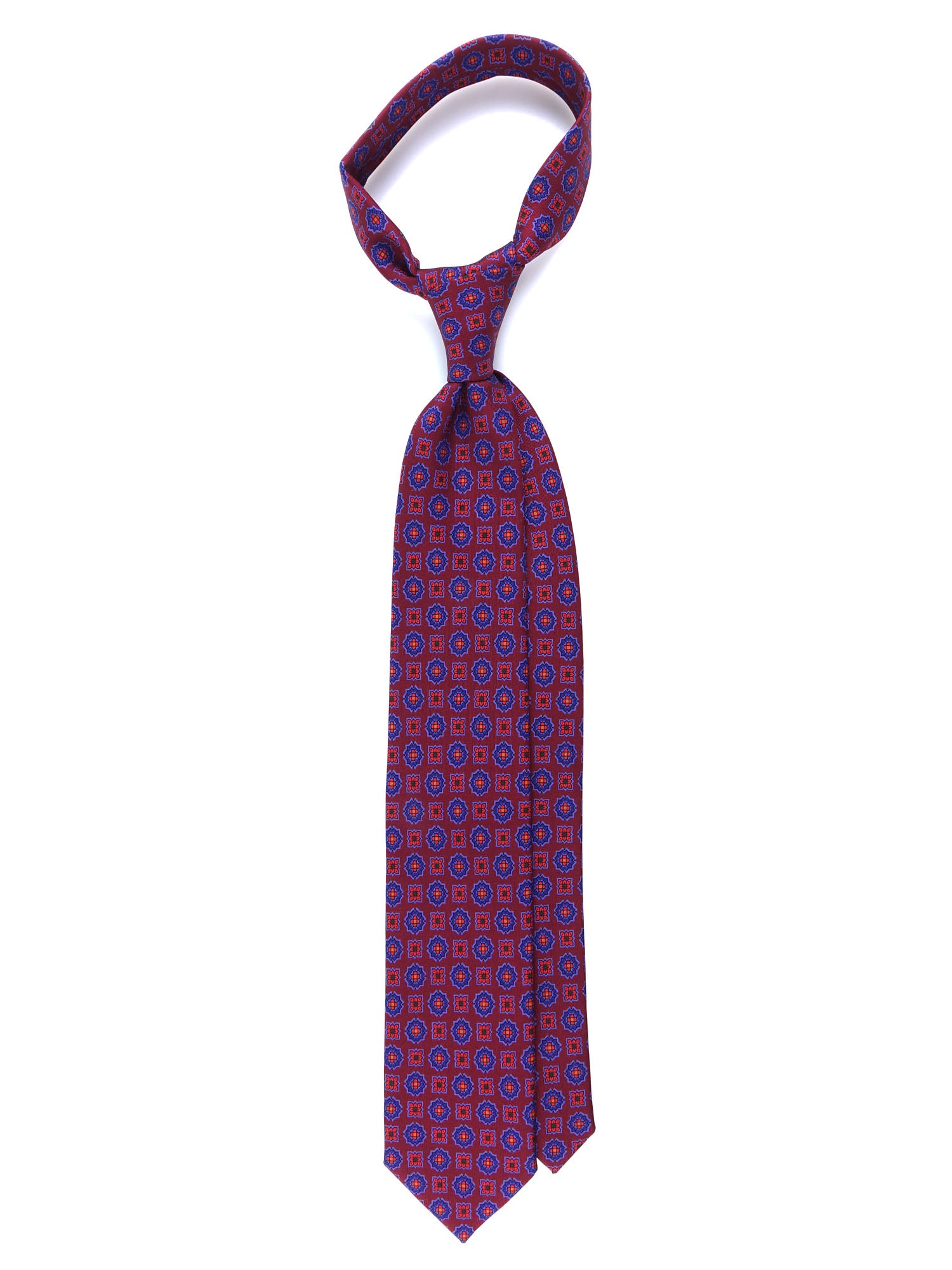 3 Fold Tie Bordeaux Silk Madder ESTELA