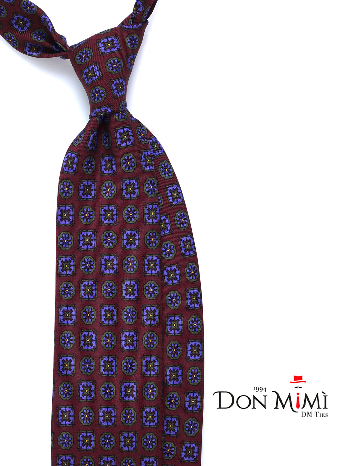 3 Fold Tie Bordeaux in silk madder DILETTA