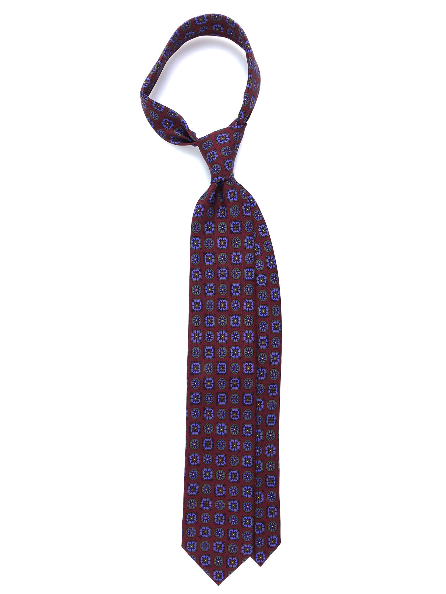 3 Fold Tie Bordeaux in silk madder DILETTA