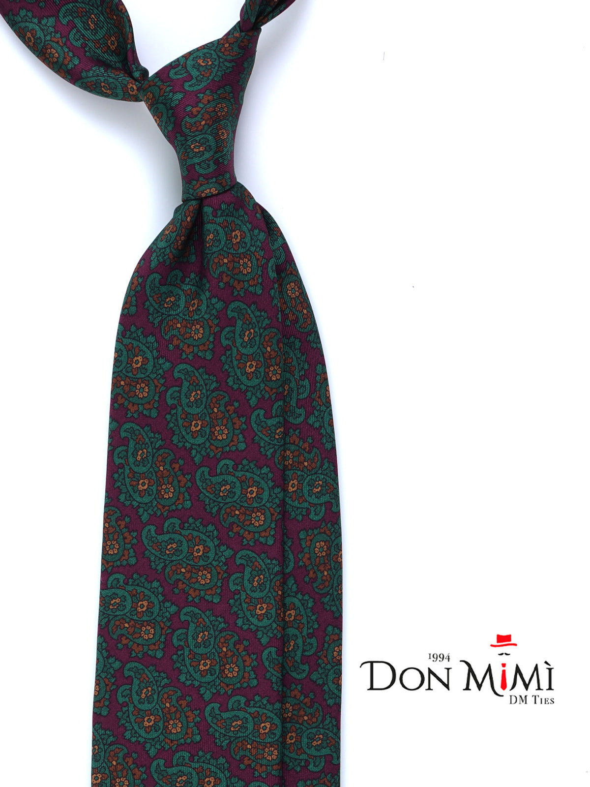 ANNALISE 3-Fold Bordeaux Tie in Luxury Printed Silk