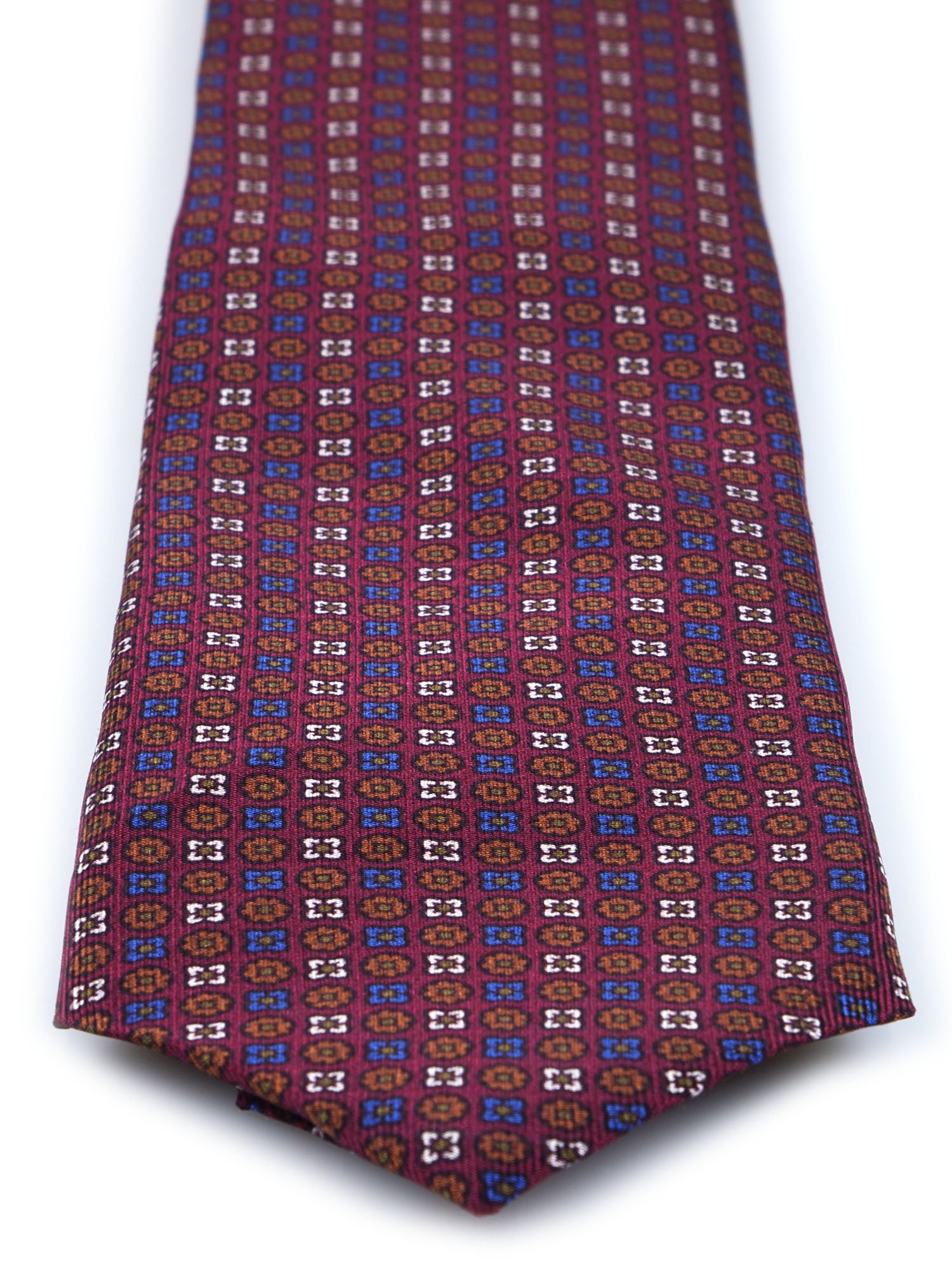 FORTY 3 Fold Burgundy Tie in Luxury Printed Silk