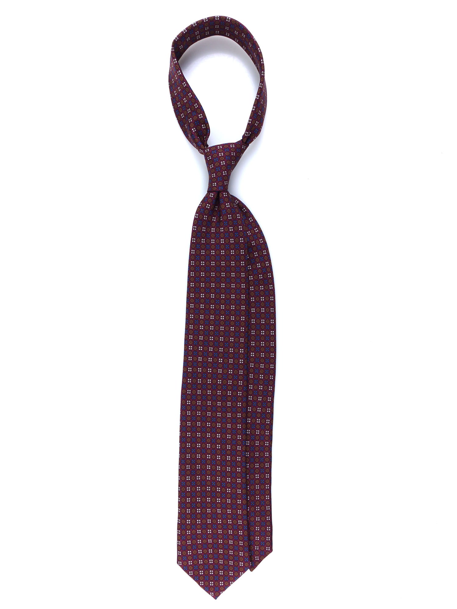 FORTY 3 Fold Burgundy Tie in Luxury Printed Silk