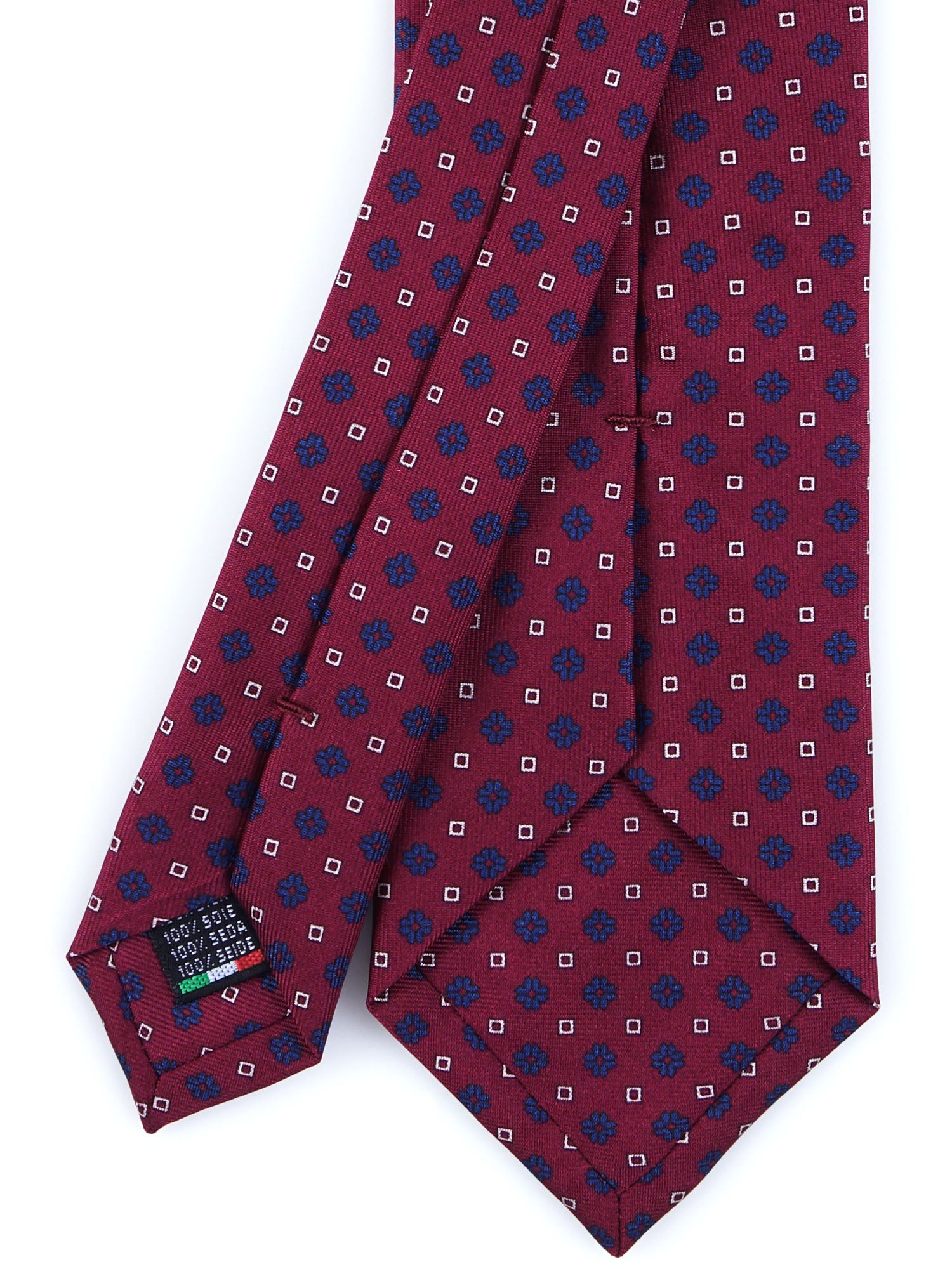 SAVERY 3-Fold Burgundy Tie in Luxury Printed Silk