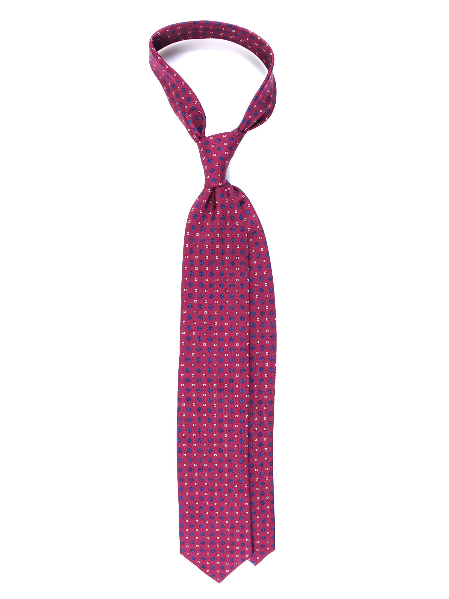 SAVERY 3-Fold Burgundy Tie in Luxury Printed Silk