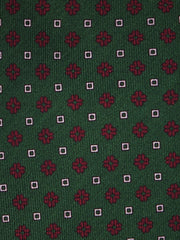 SAVERY Green 3 Fold Tie in Luxury Printed Silk