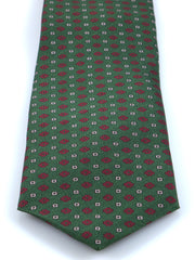 SAVERY Green 3 Fold Tie in Luxury Printed Silk