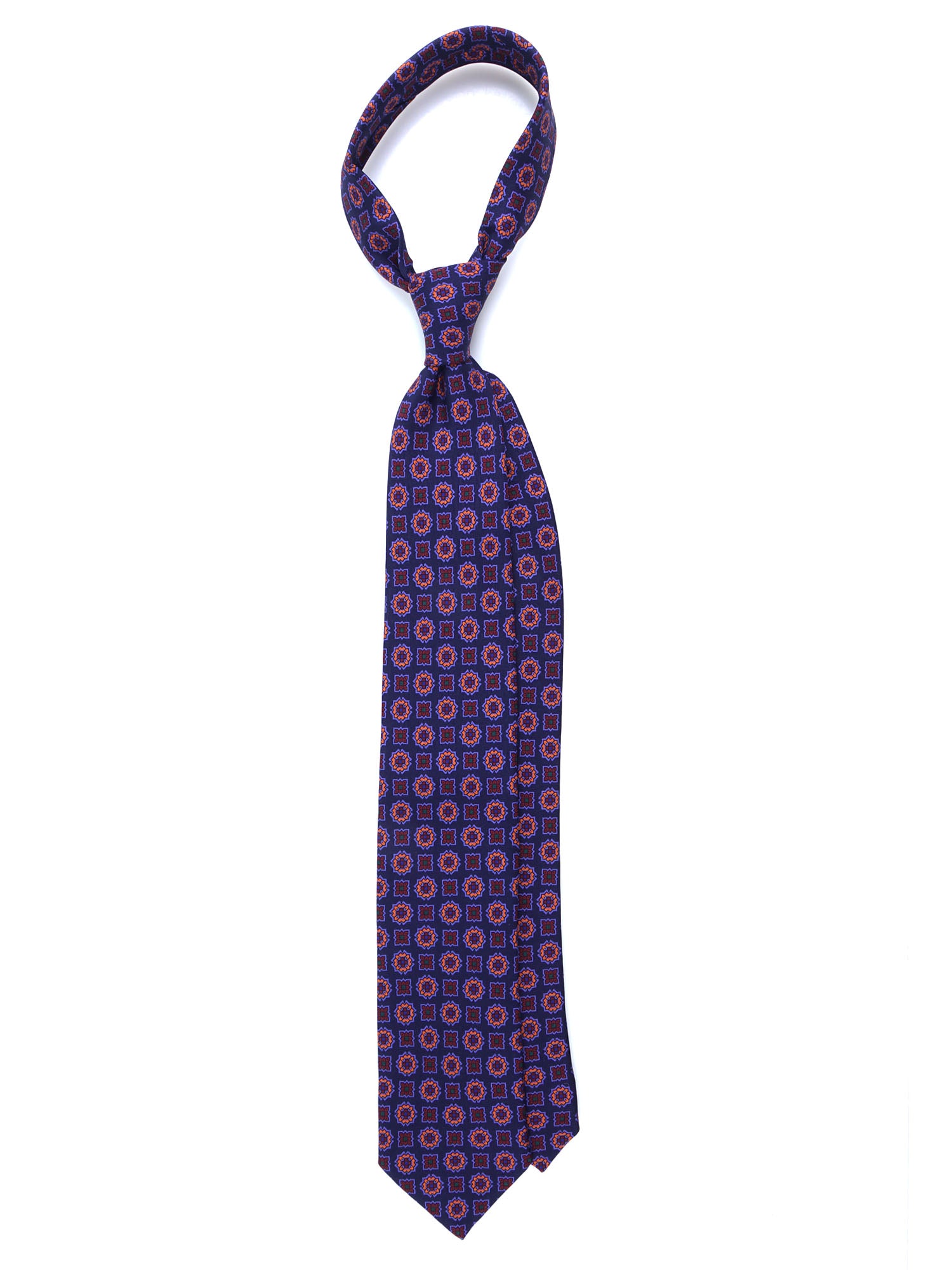 3 Fold Dark Blue Madder Silk Tie ESTELA