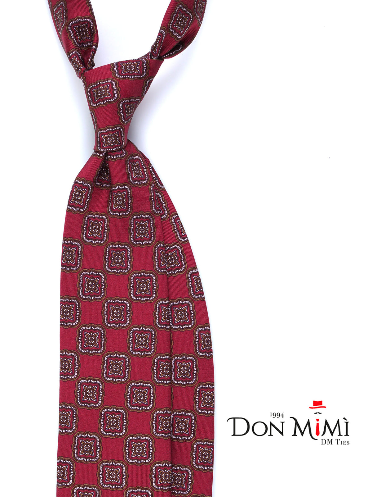 MASSY 3 Fold Red Tie in Luxury Printed Silk