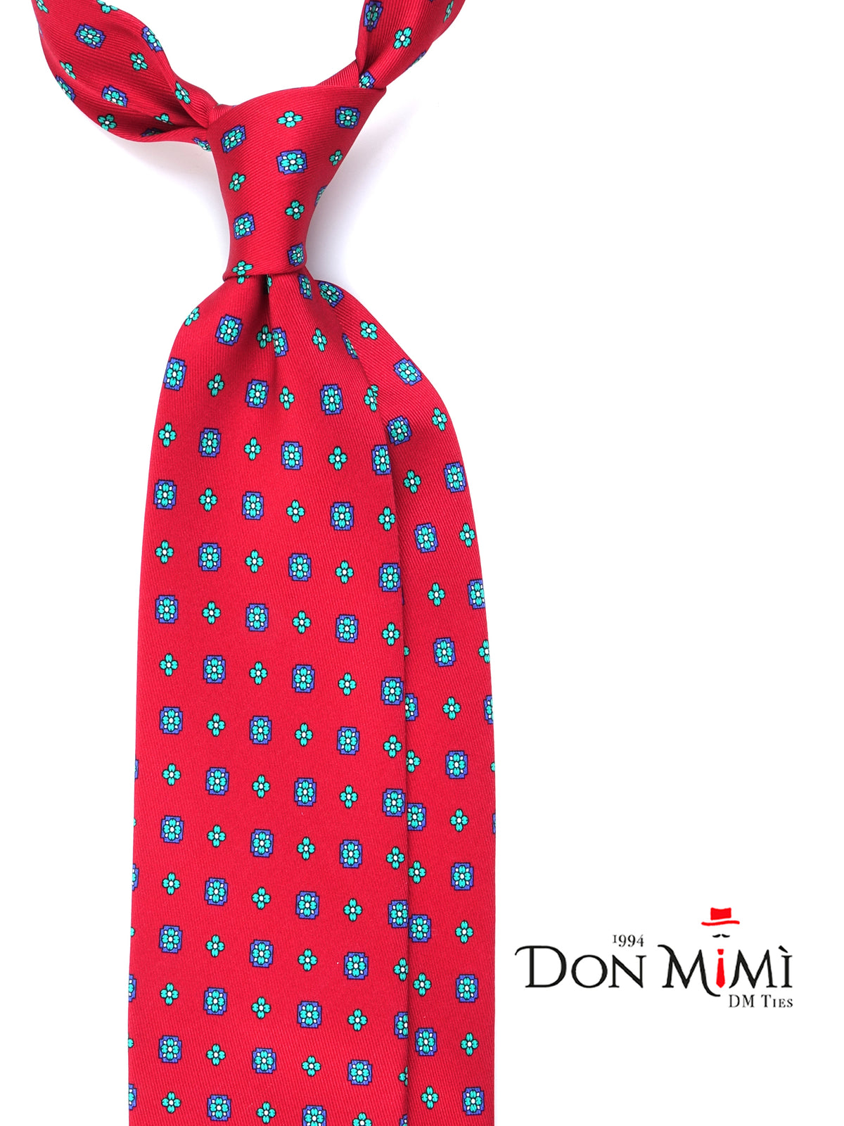 ALEX Printed Luxury Silk 3 Fold Red Tie