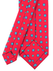 ALEX Printed Luxury Silk 3 Fold Red Tie