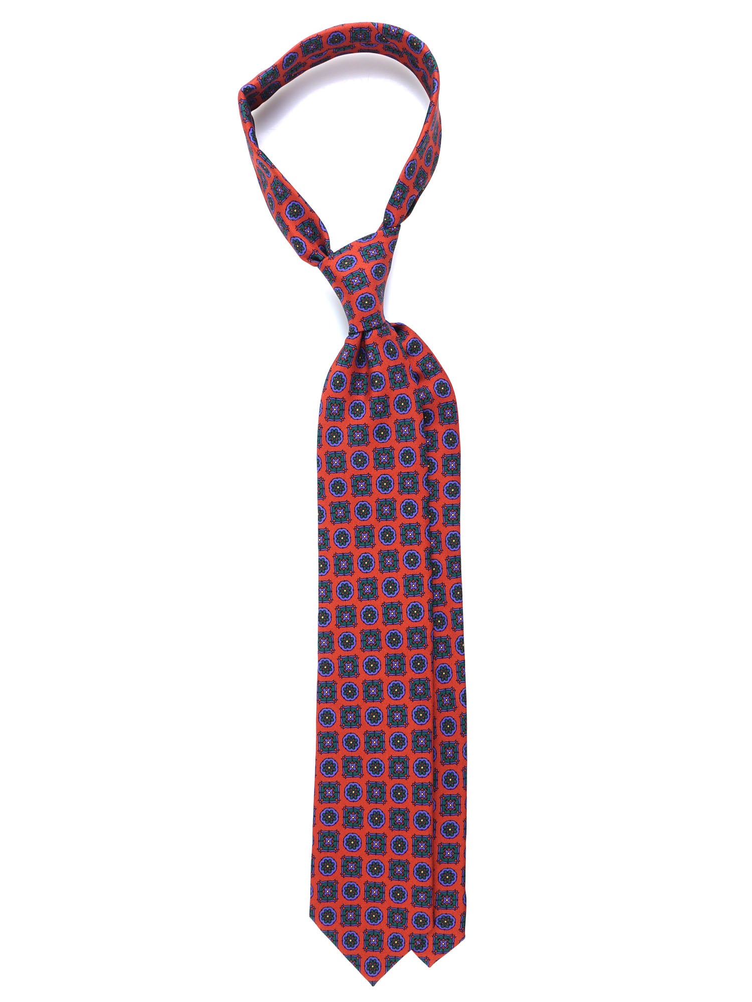 3 Fold Orange Madder Silk Tie DILETTA