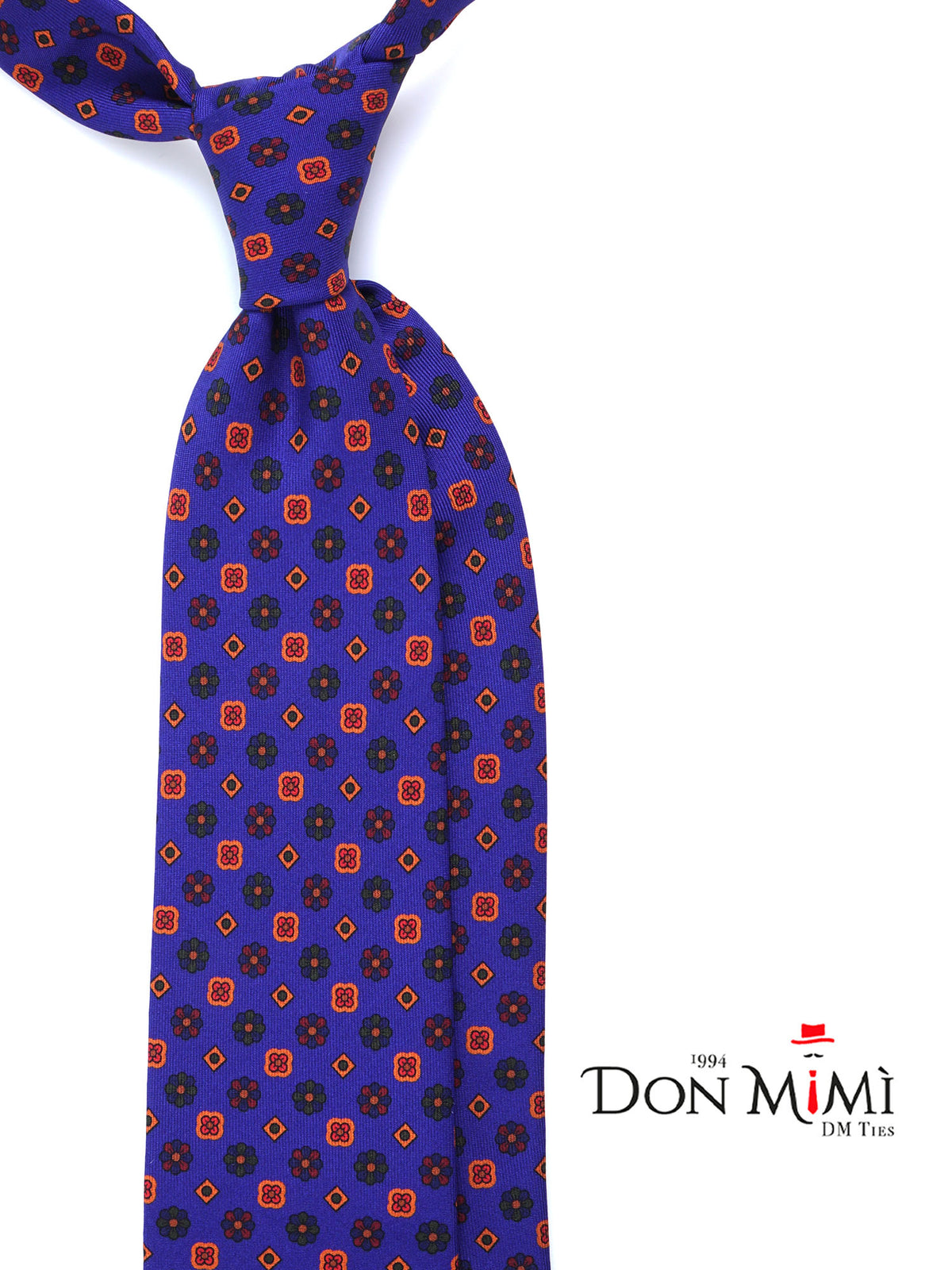 Electric Blue 3 Fold Madder Silk Tie FIONA