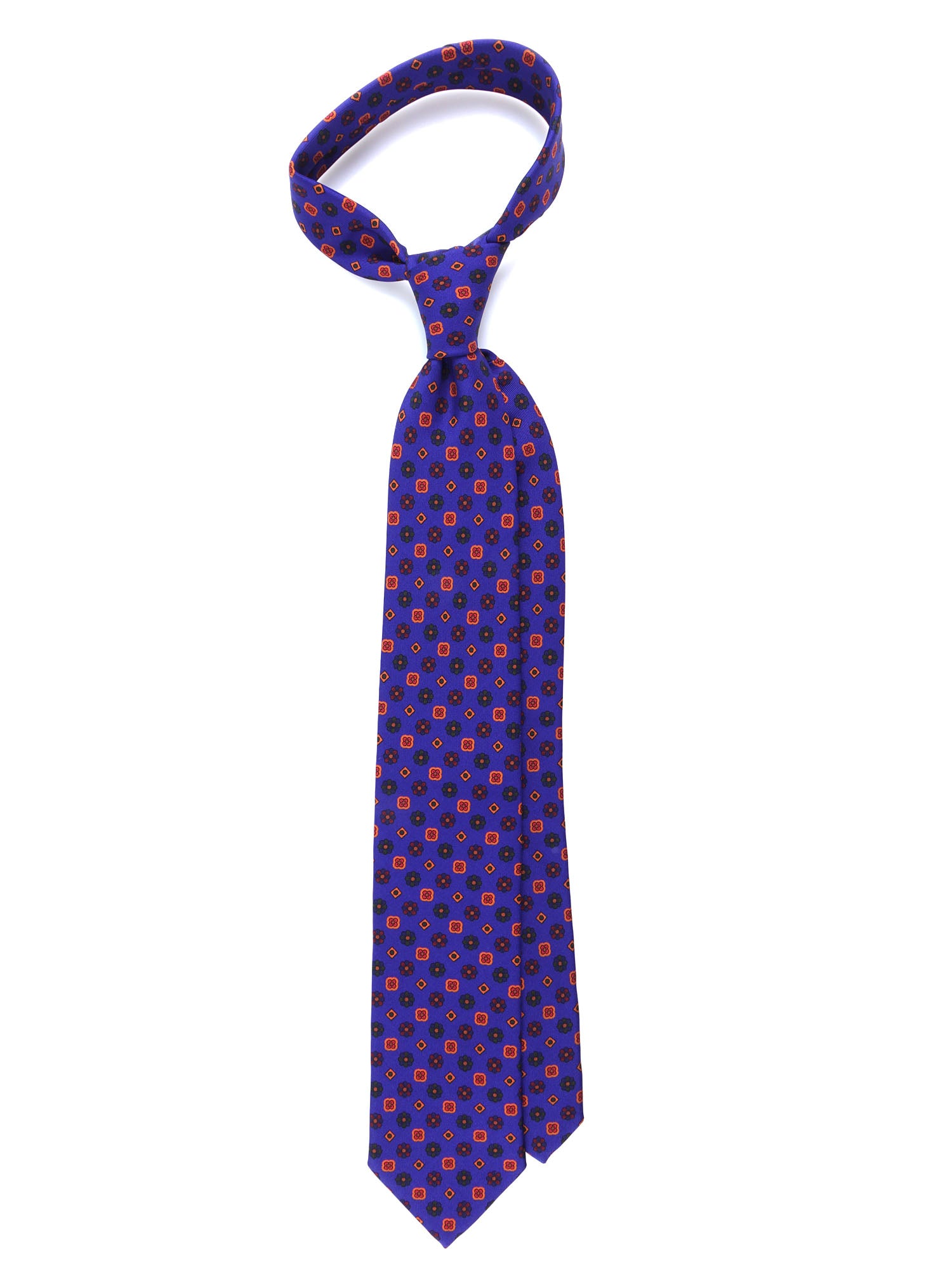 Electric Blue 3 Fold Madder Silk Tie FIONA