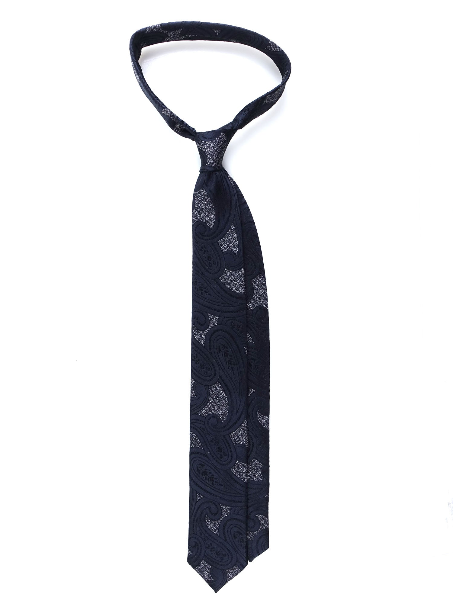 3-fold black jacquard silk tie MACULA