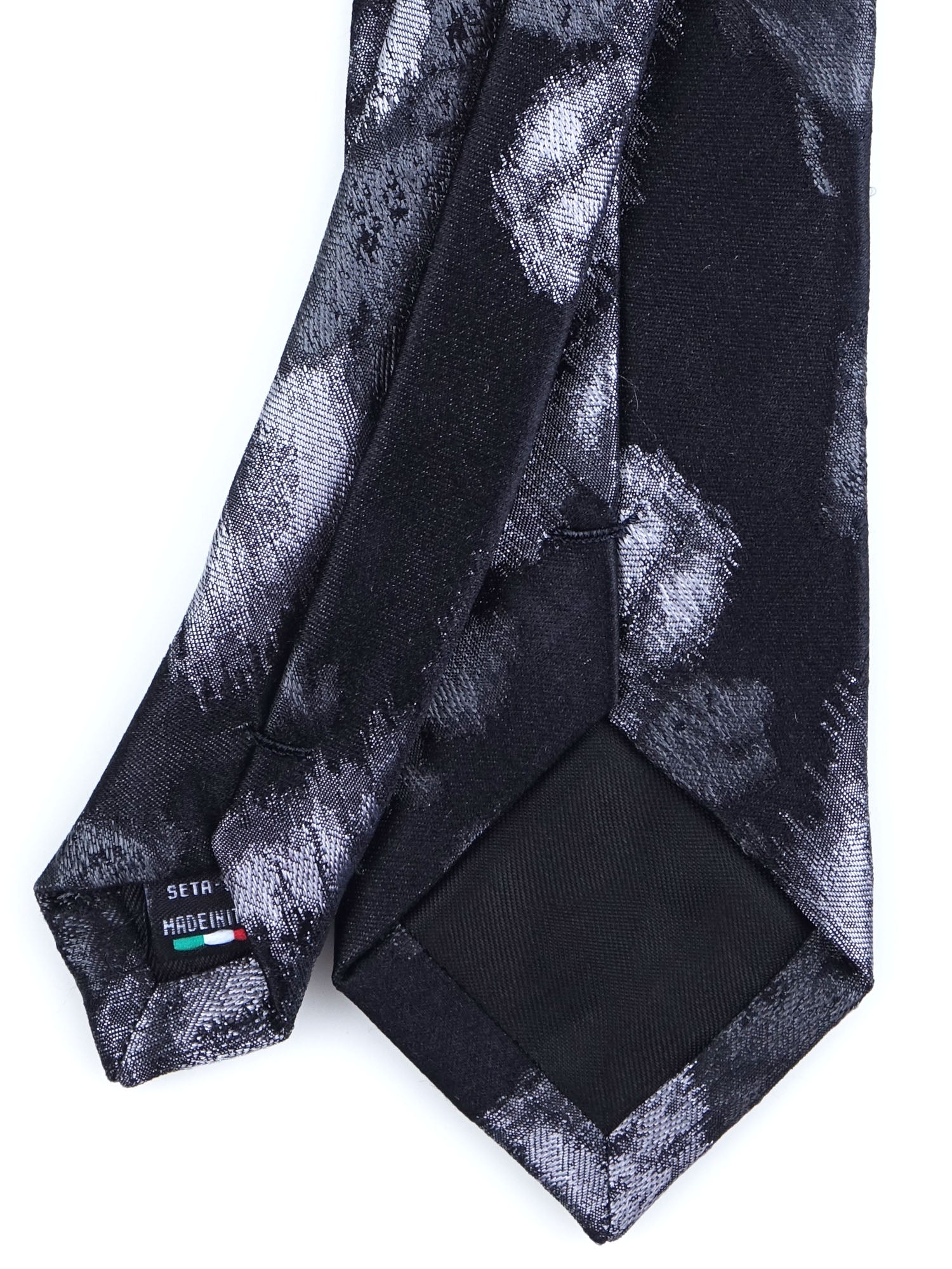 3-fold black jacquard silk tie MACULA