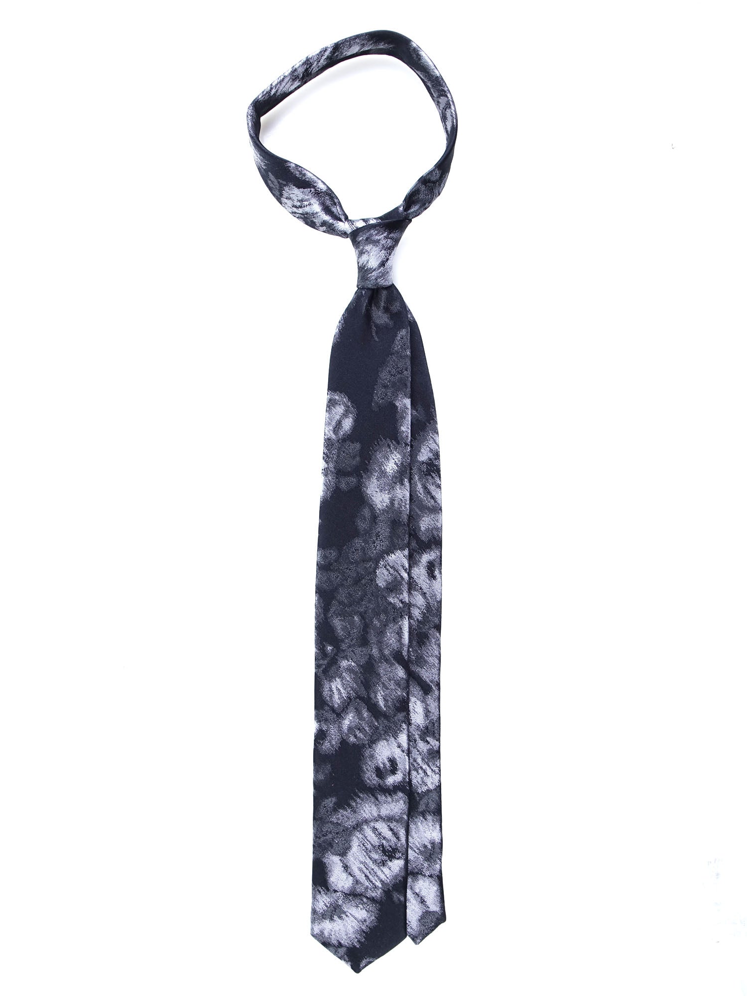 3-fold black jacquard silk tie MACULA