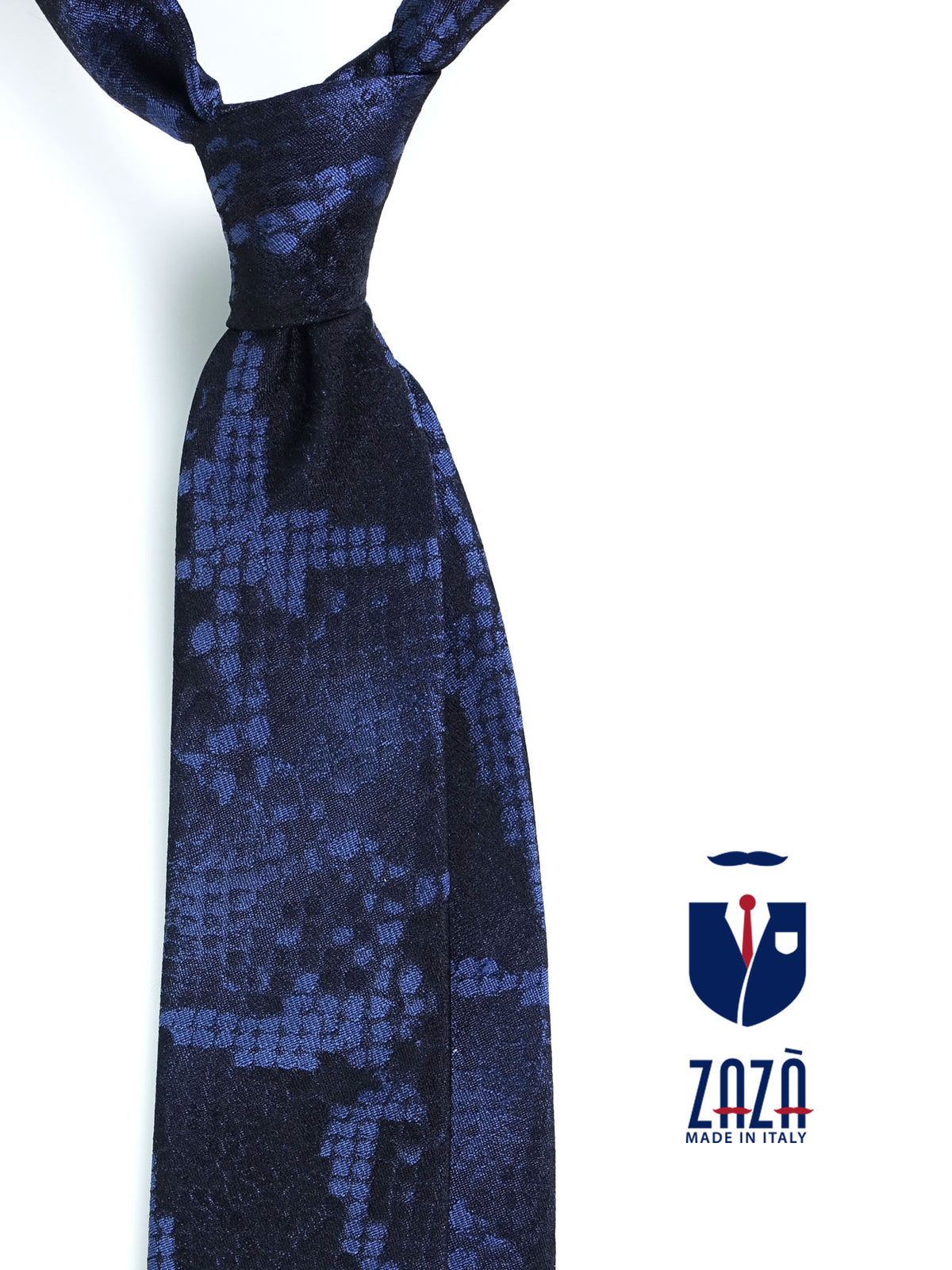 PYTHON Blue Jacquard Silk 3 Fold Tie