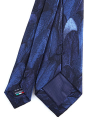 Cravatta 3 pieghe blu in seta jacquard PIUME