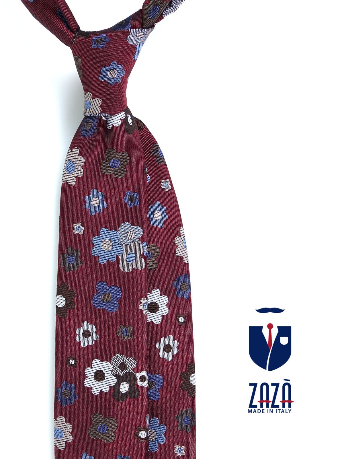 VERNA 3-fold burgundy jacquard silk tie