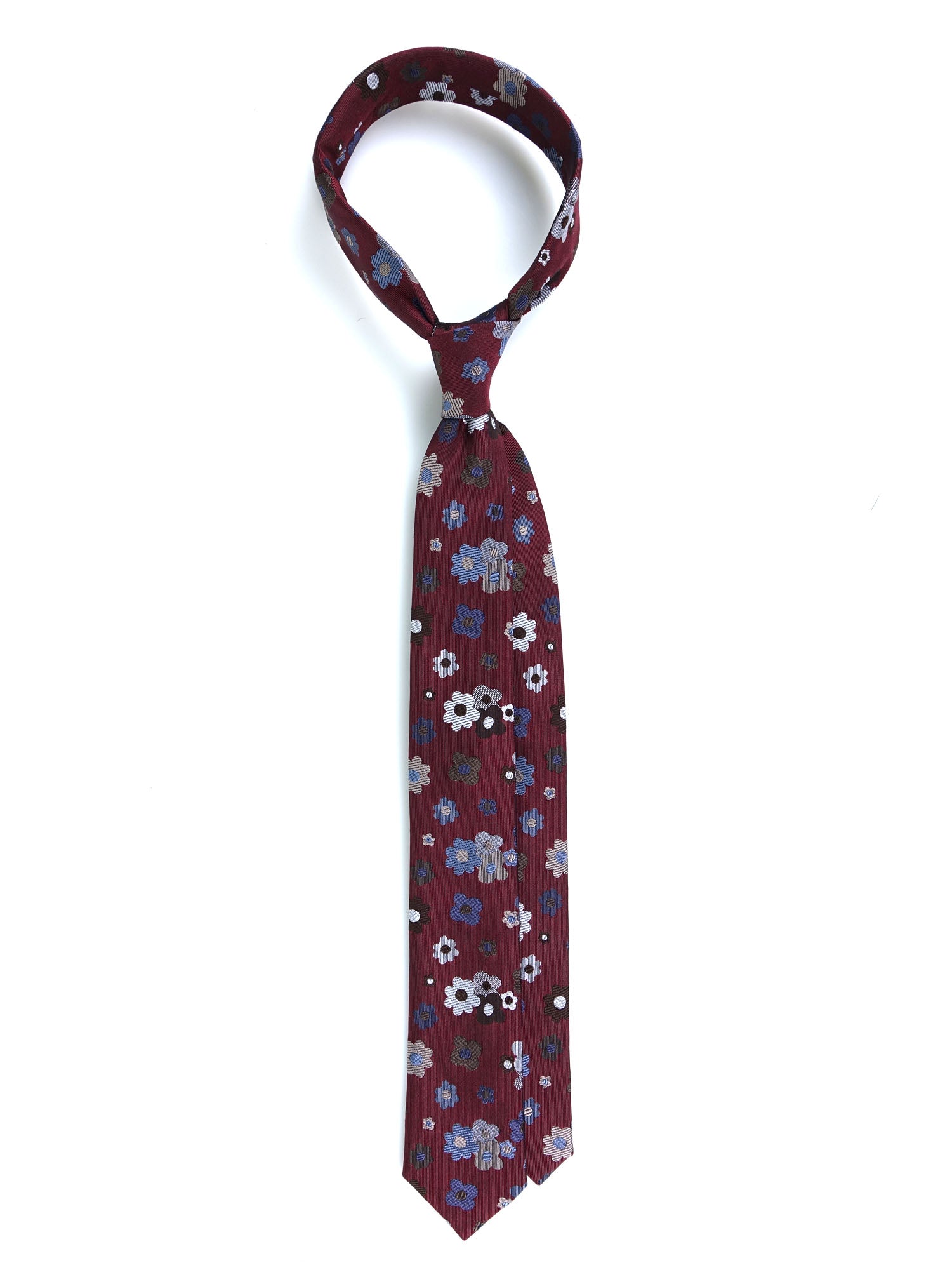 VERNA 3-fold burgundy jacquard silk tie