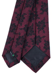 3-fold burgundy silk jacquard tie FLOWER