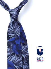 Electric blue 3 fold tie in MAIORCA jacquard silk