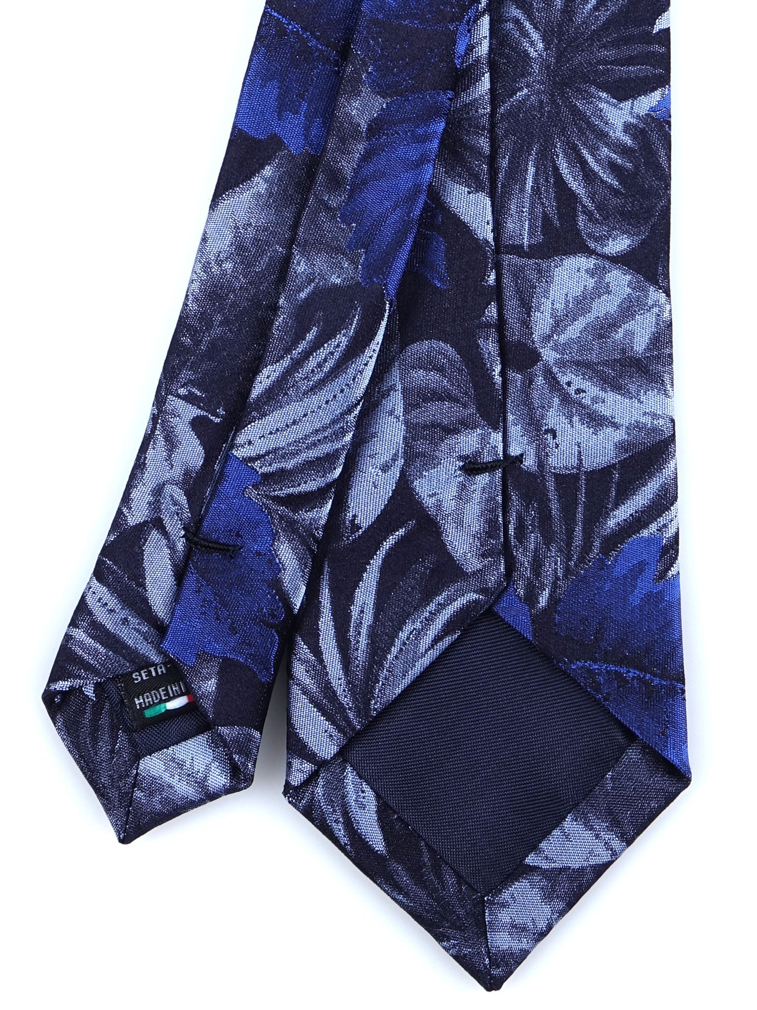 Electric blue 3 fold tie in MAIORCA jacquard silk