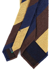 TRIGA Brown/Gold Shantung Silk 3-Fold Unlined Tie 