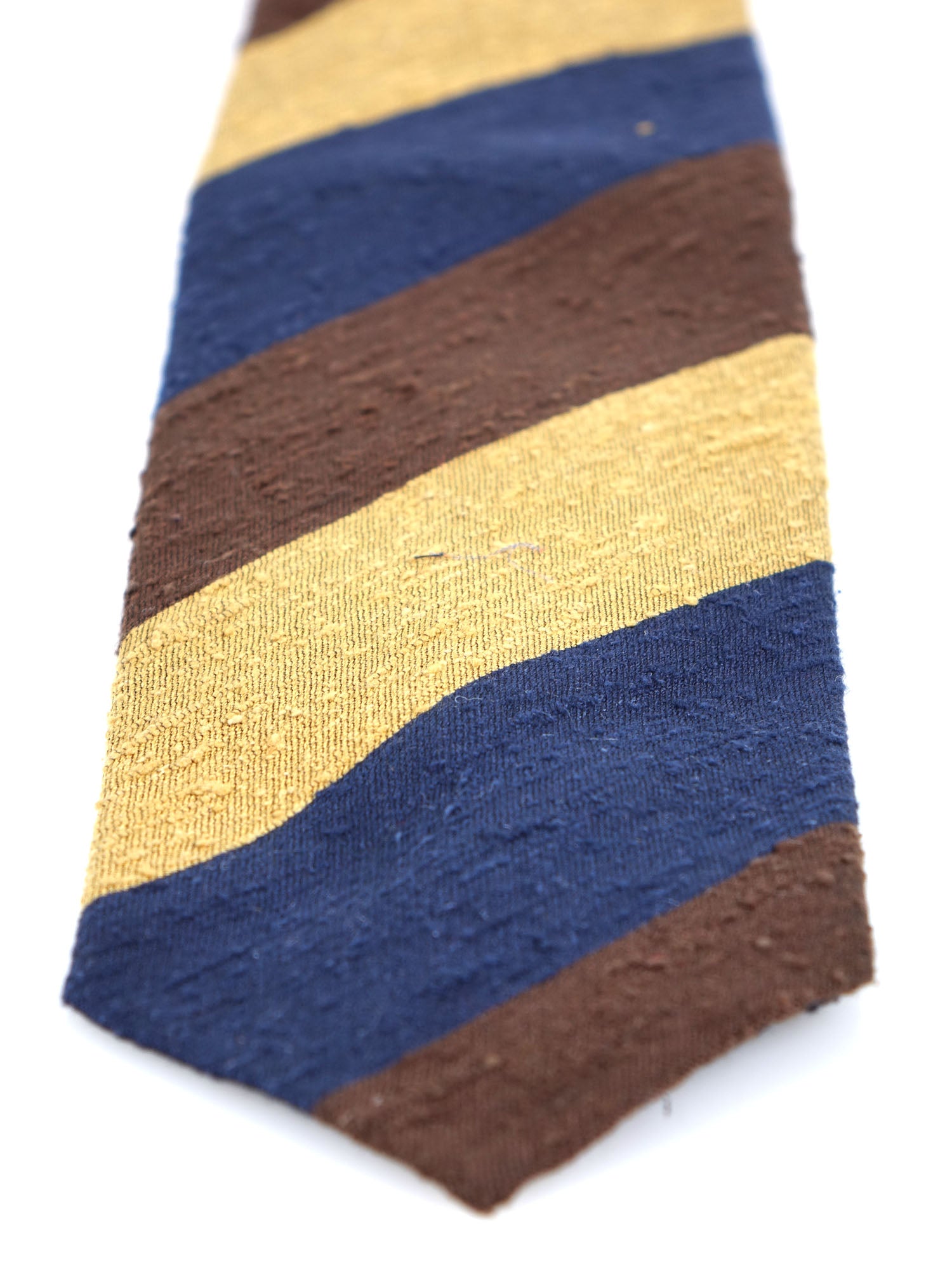 TRIGA Brown/Gold Shantung Silk 3-Fold Unlined Tie 