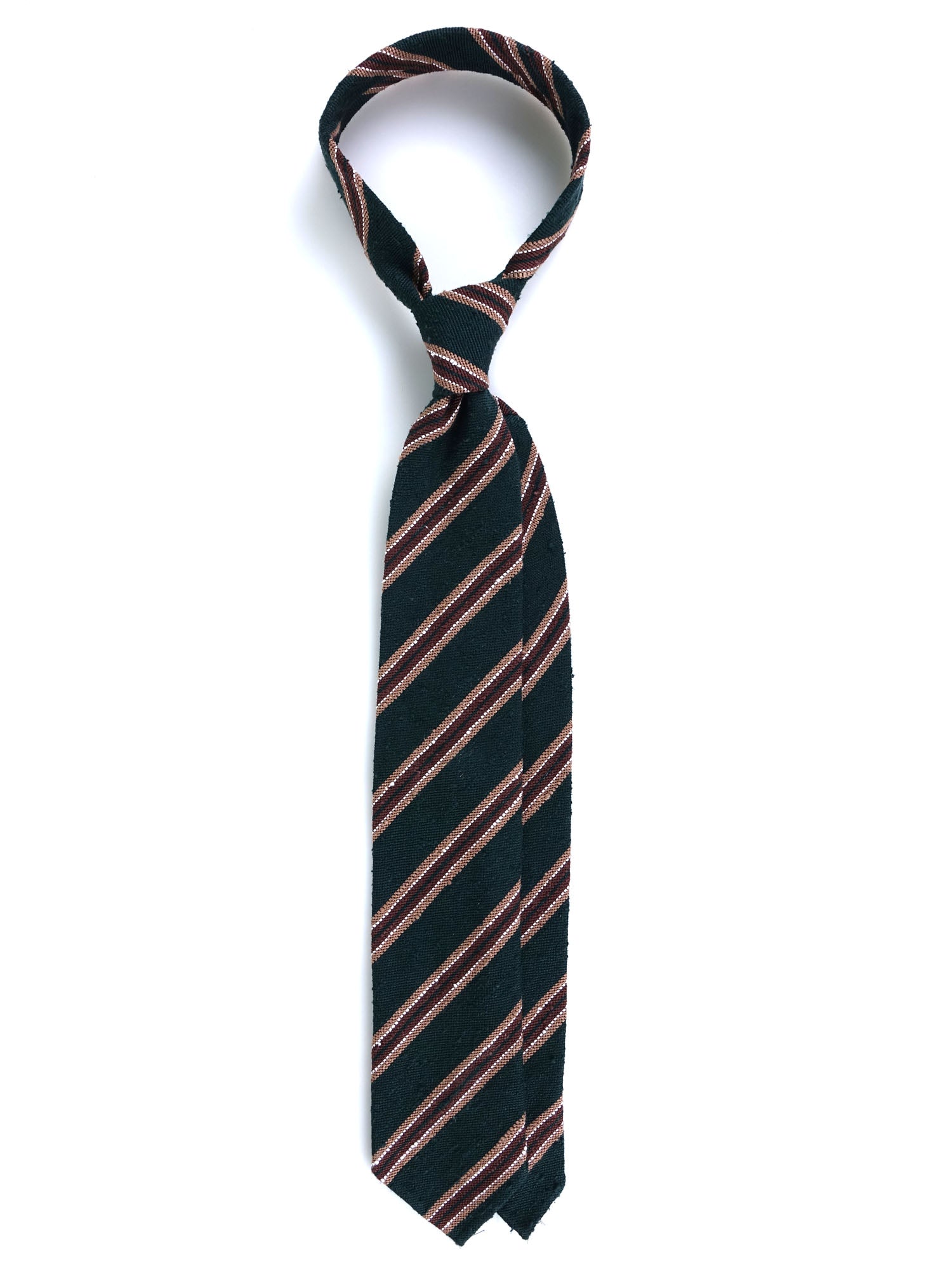 GRANTA Green Unlined 3-Fold Tie in Shantung Silk 