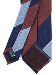 TRIGA 3-fold unlined tie in blue/brown shantung silk 