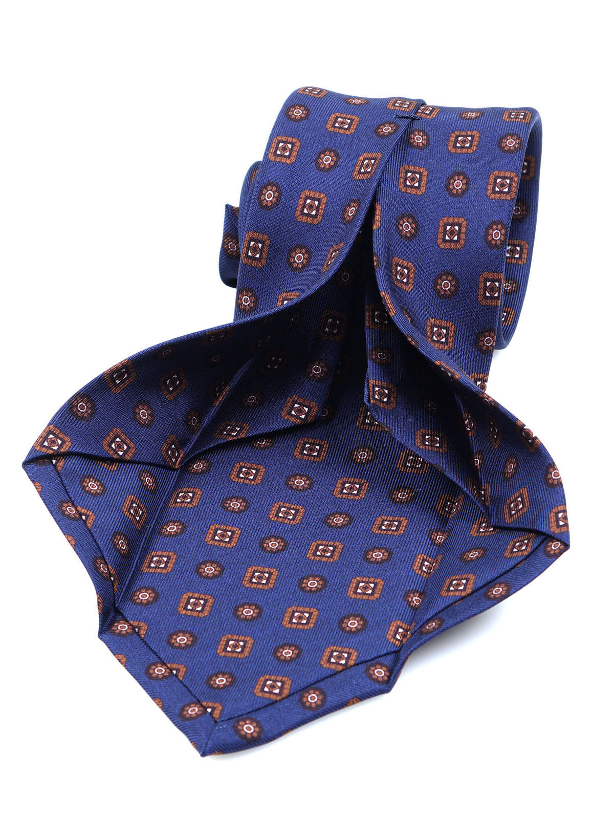 SAMANTHA 7-fold tie in English printed silk Brown