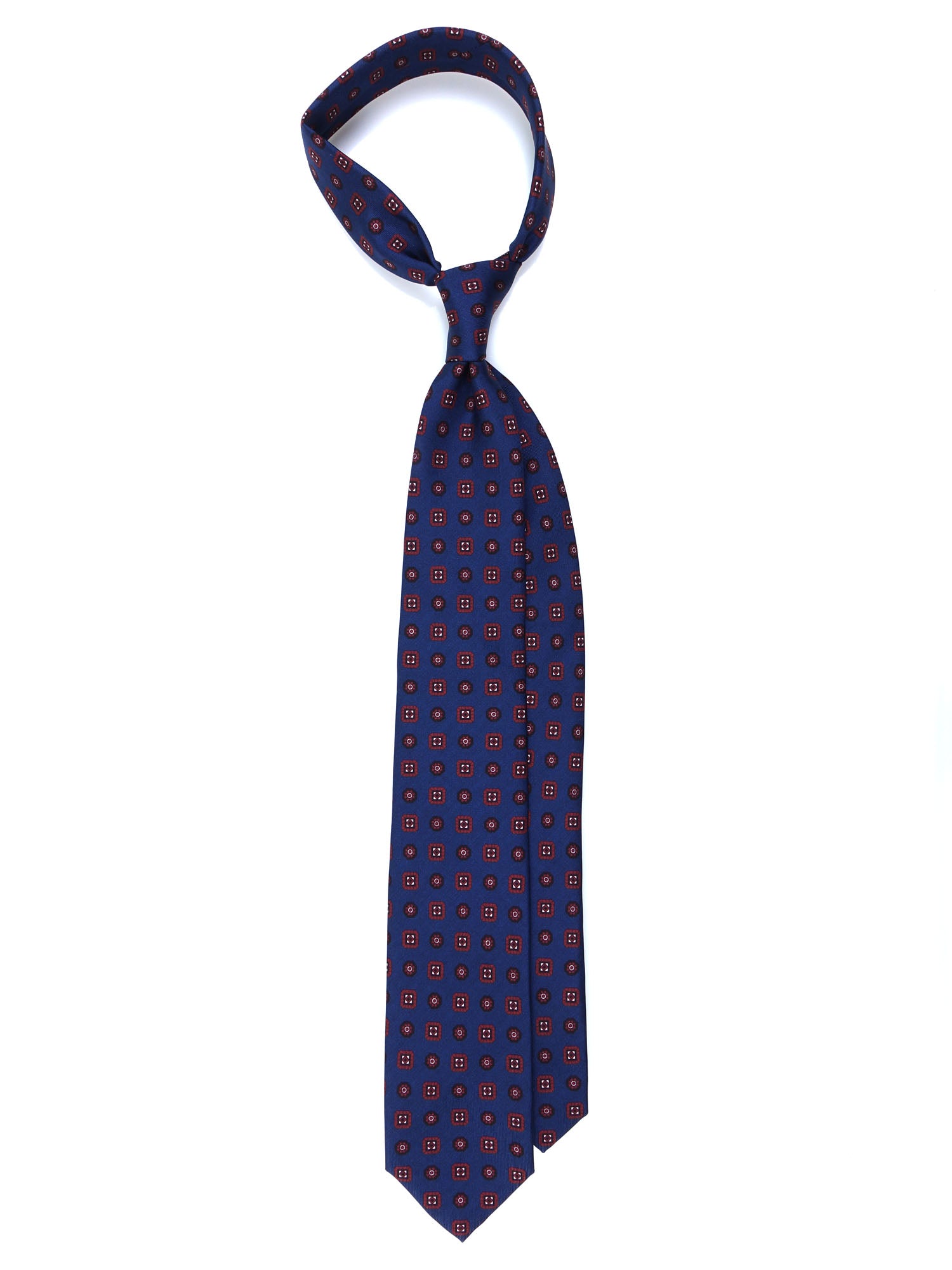 SAMANTHA 7-fold tie in English printed silk Brown