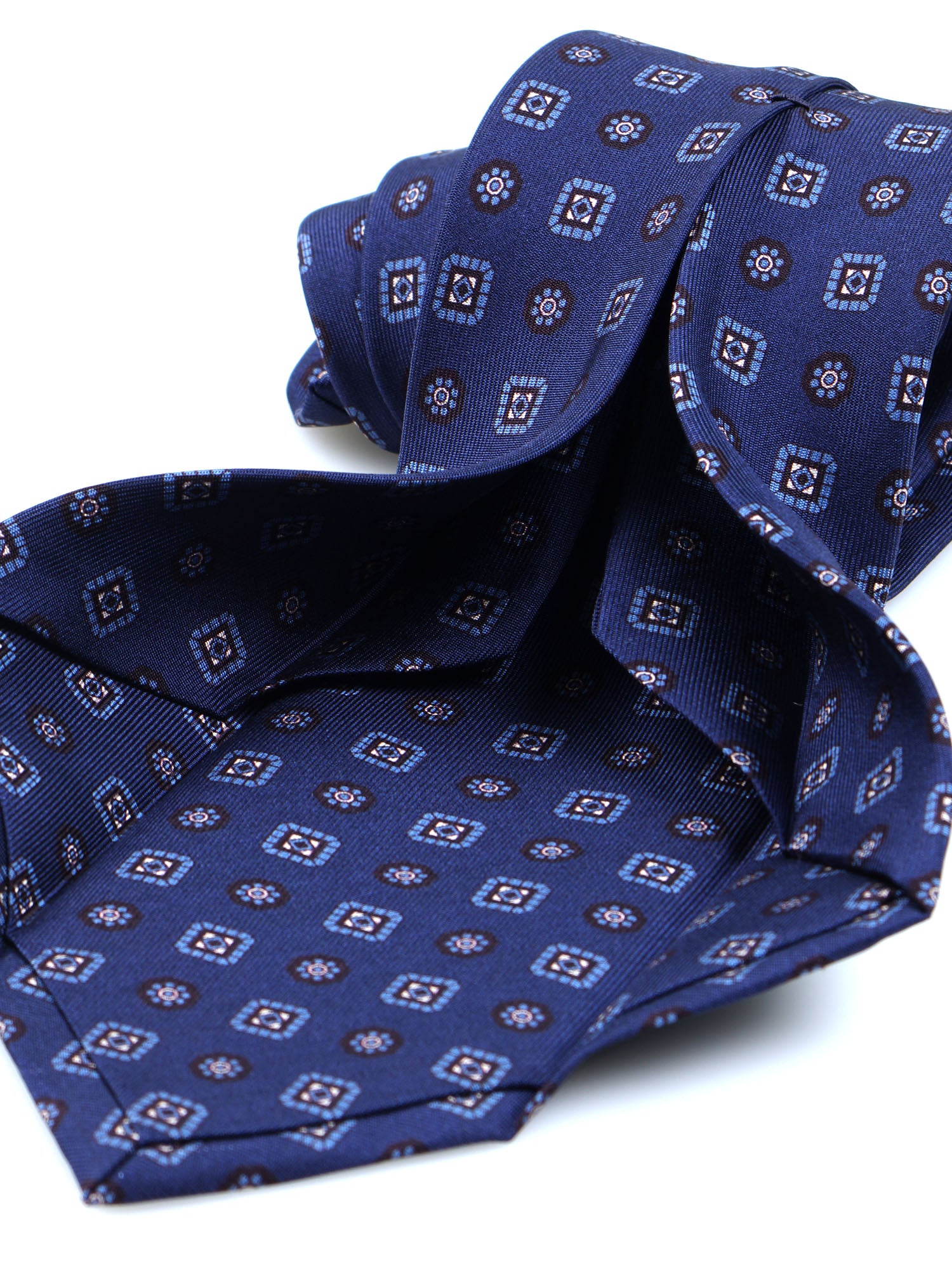 SAMANTHA 7-fold tie in English printed silk Brown